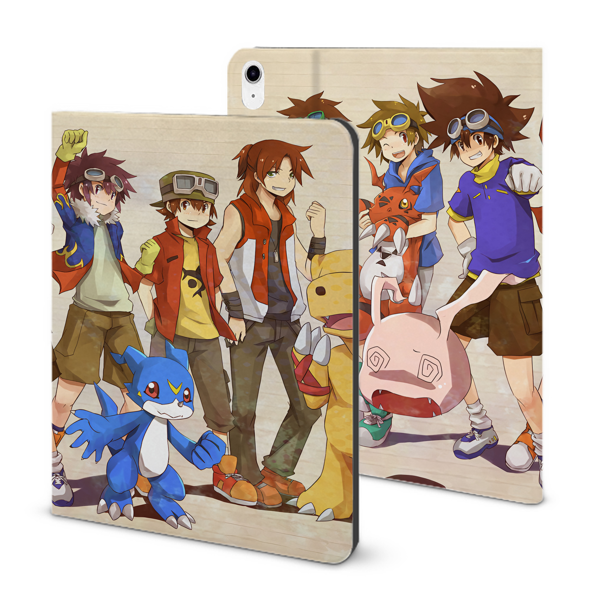 （画像用） Digimon デジタルモンスター/デジモン IPad ケース ブック型 PUレザー TPU 耐衝撃 軽量 薄型 ペン収納なし 全面保護 IPad 各モデル対応
